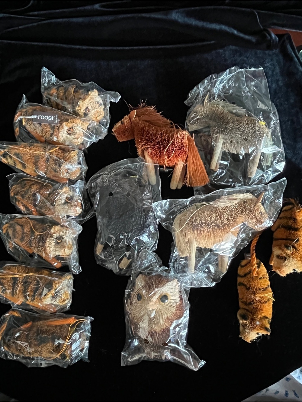 Lot of 14 Bottle Brush Woodland Critter Ornaments Figures Horse Owl Tigers ROOST